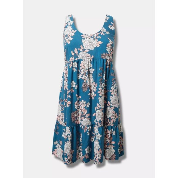Torrid Womens Plus Size 6X/30 Mini Challis Tiered Tank Dress in Airbushed Floral - Picture 1 of 11